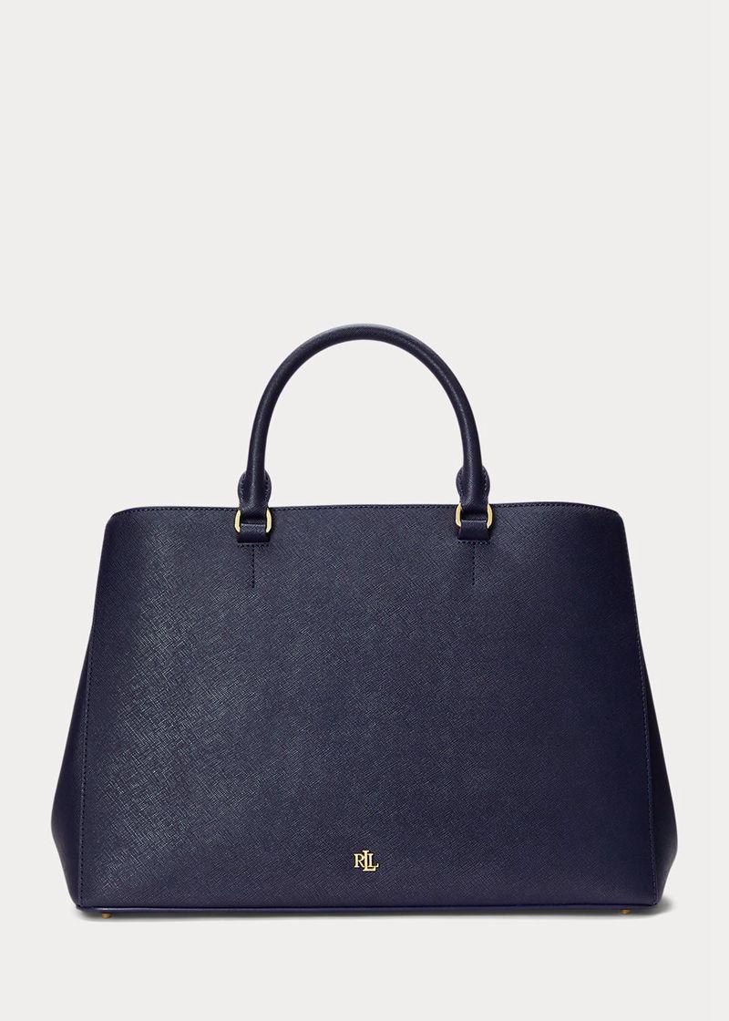 Torebka Lauren Damska Granatowe Crosshatch Skórzane Large Hanna Satchel 672849-KGL